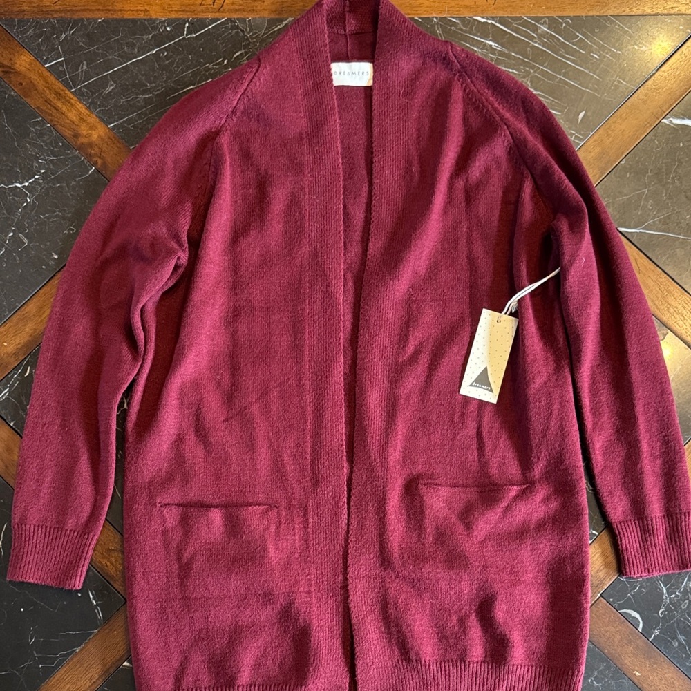 Dreamers Burgundy Cardigan Sweater